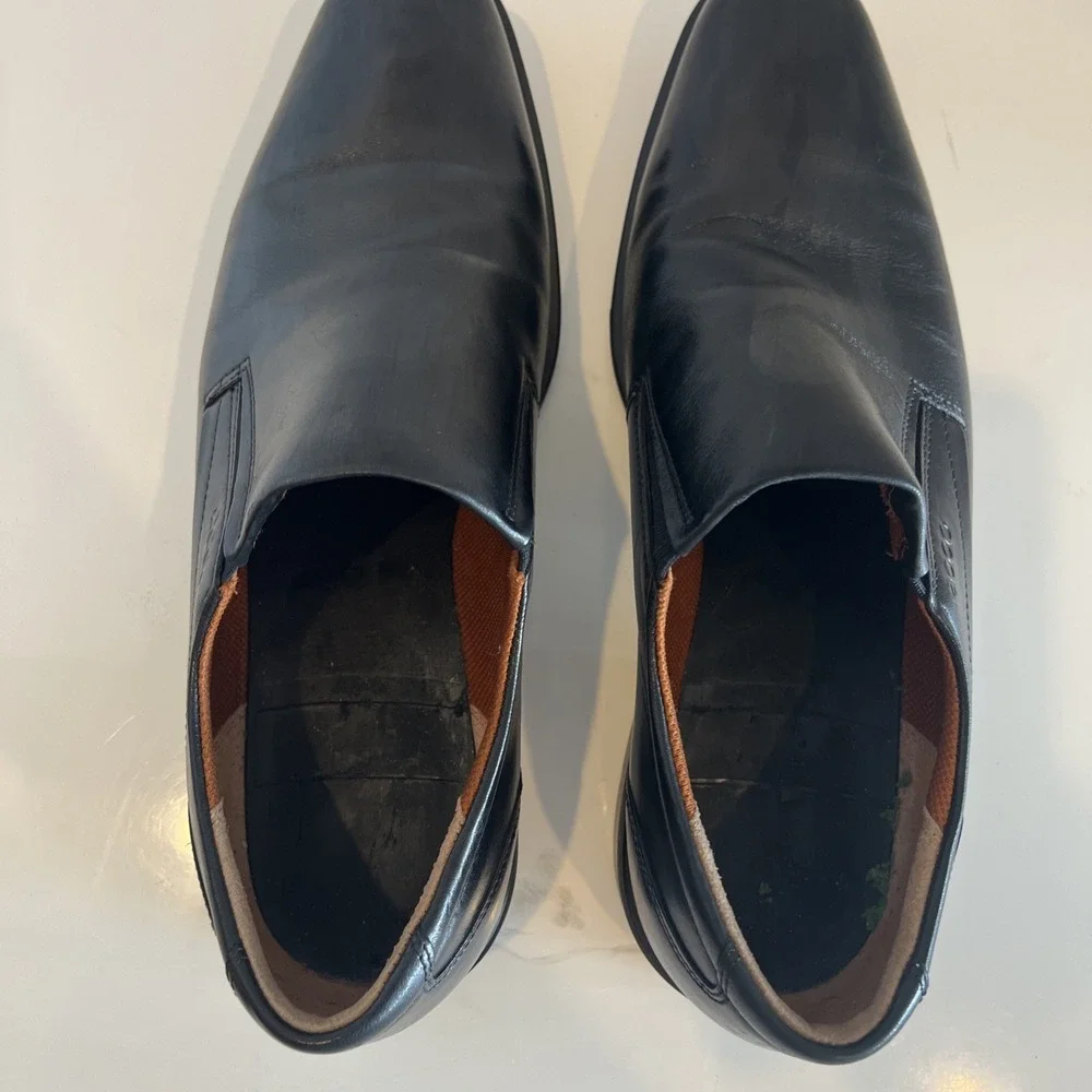 Ecco Black Leather Slip-On Oxford Loafer Shoes Euro 44 | Men's US 10-10.5